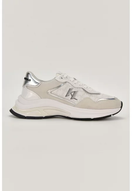 Спортни обувки с кожа - Бял/Сребрист
