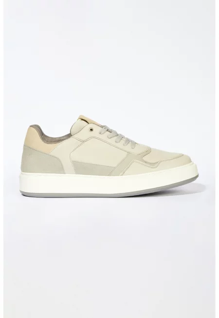 Спортни обувки в цветен блок - Бежов