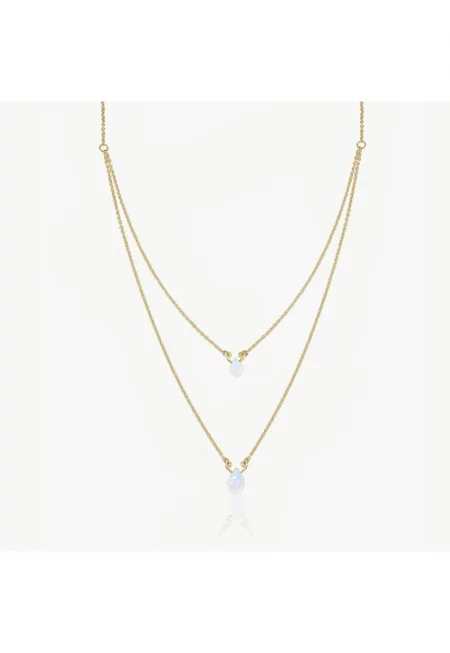 Сребърно колие Double Rainbow Golden – Лунен камък