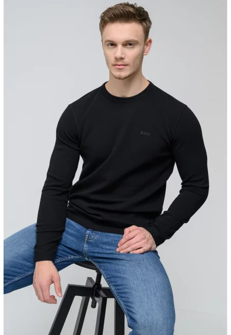 Свободна блуза с релеф - Черен