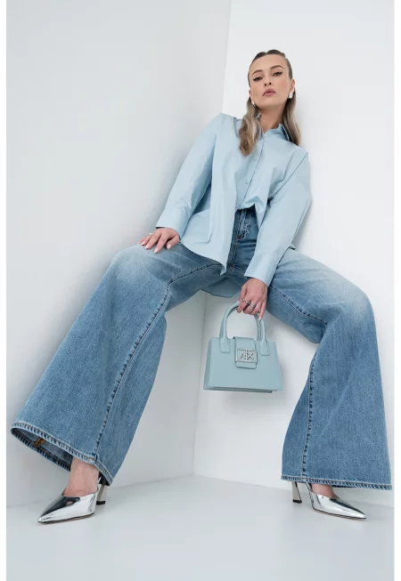 Свободна памучна риза - Ледено синьо