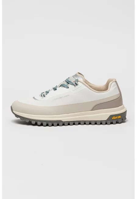 Текстилни спортни обувки с лого - Бял/Сиво-бежов