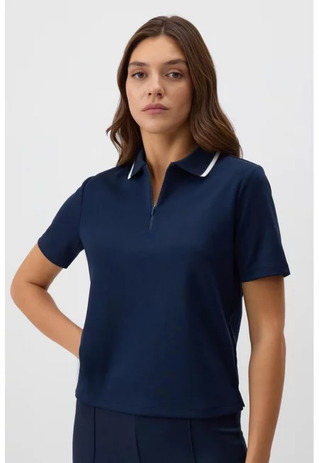 Тениска с яка - Тъмносин