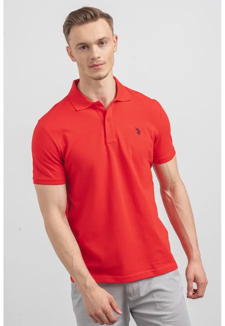 U.S. Polo Assn - Слим памучна тениска с яка