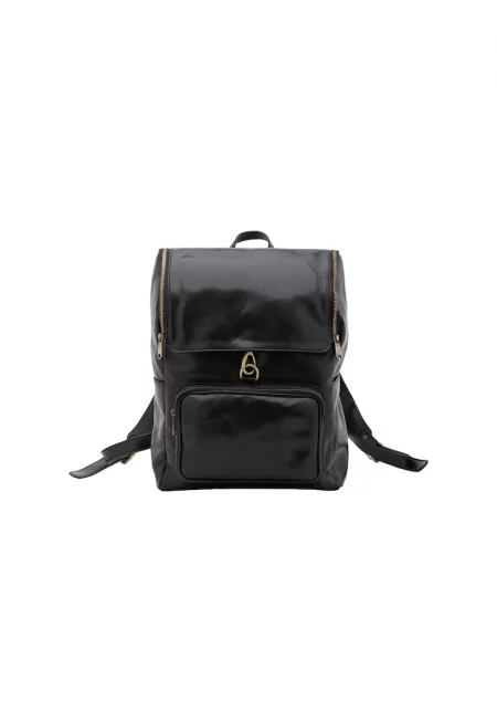 Унисекс лачена кожена раница