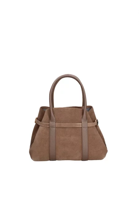 Велурена чанта Lumina с отделяща се презрамка - Сиво-кафяв