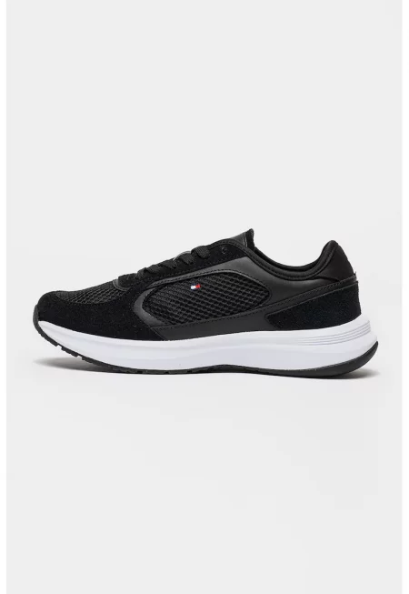 Велурени спортни обувки с текстил - Черен