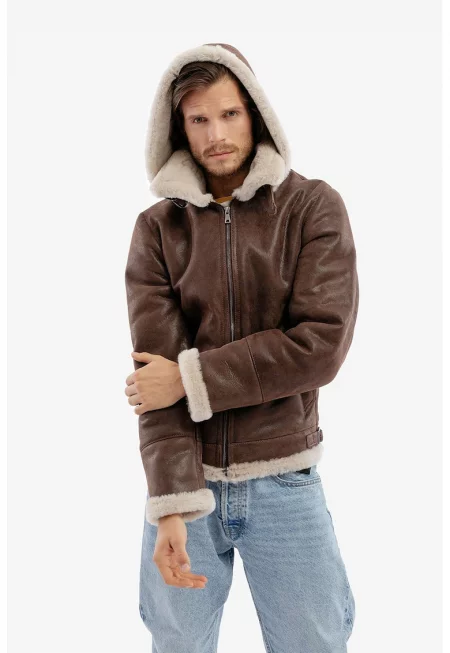 Яке Vintage Aviator от кожа - Кафяв