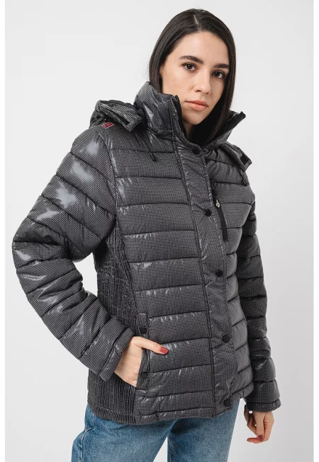 Зимно яке Chani с качулка - Черен/Сив
