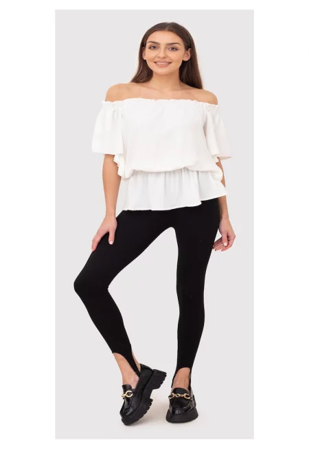 Bluza cu umerii deschisi in alb TA585