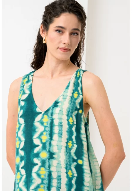 Блуза Dirina без ръкави - Тъмнозелен/Мръснобял