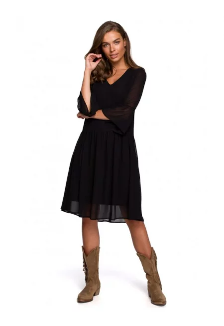 Бохо рокля - стил - полиестер - Черен