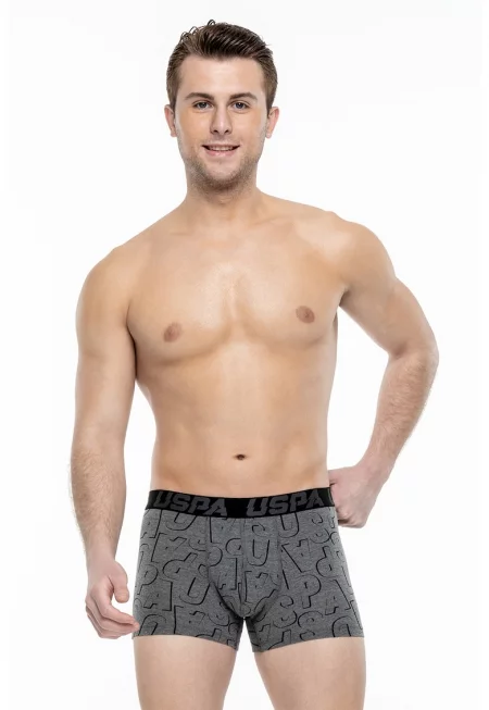 Боксерки с десен - 2 чифта - Черен/Сив меланж