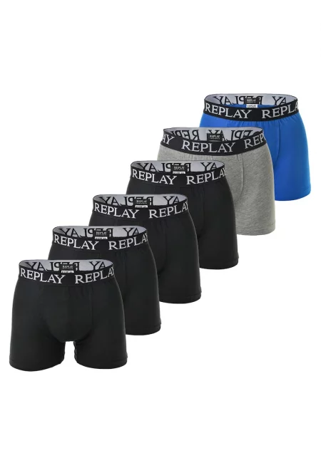 Боксерки слим- 6 чифта - Черен/Сив/Кралско Синьо