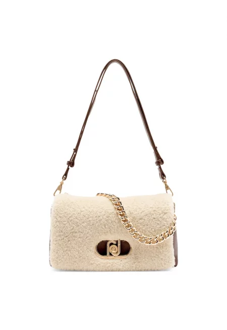 Чанта Lapuffy с плюшени детайли - Кафяв/Бежов