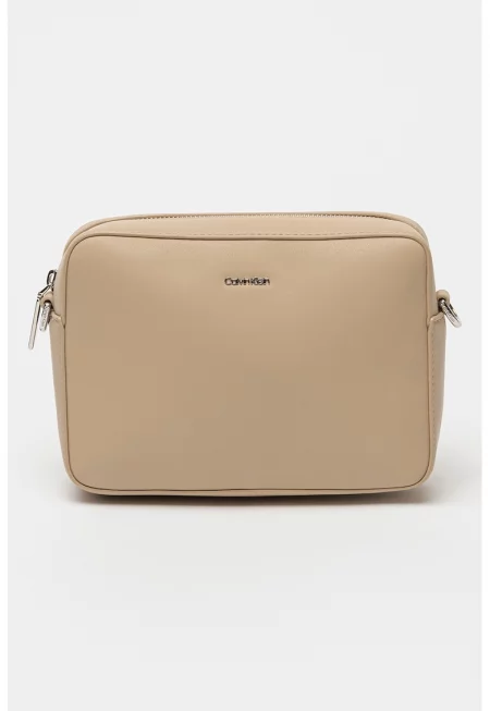 Чанта през рамо от еко кожа - Сиво-кафяв