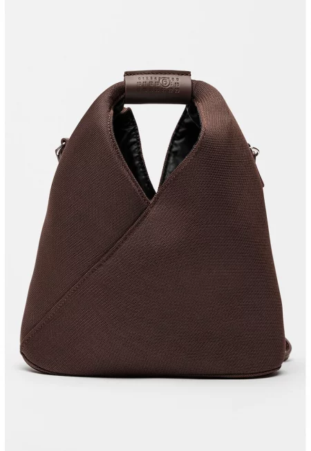 Чанта през рамо от текстил с регулираща се презрамка - Тъмнокафяв