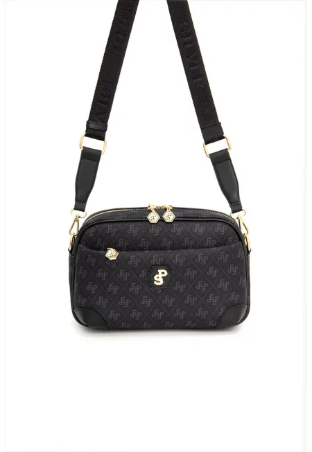 Чанта през рамо с принт - Антрацитно сиво