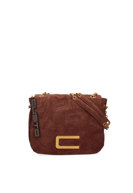 Чанта за рамо от еко кожа - Кафяв