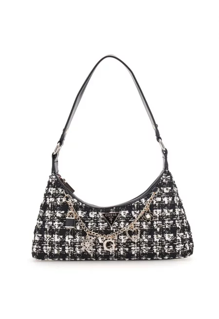 Чанта за рамо с верижка - Черен/Мръснобял