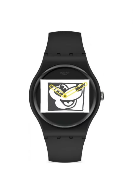Часовник  Keith Haring Mickey Blanc Sur Noir - SUOZ337