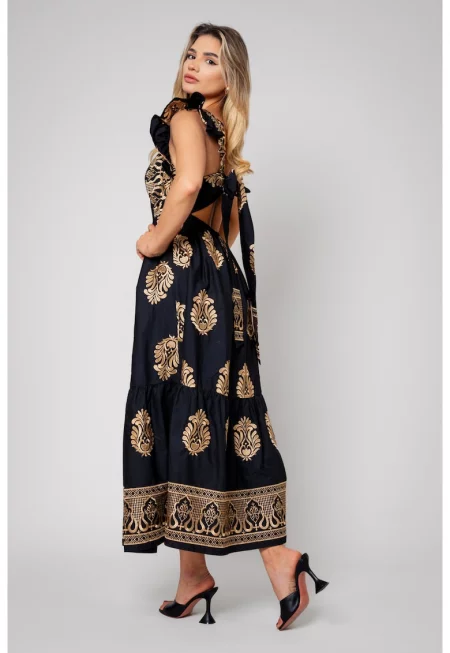 Дълга рокля с гол гръб Black 12739