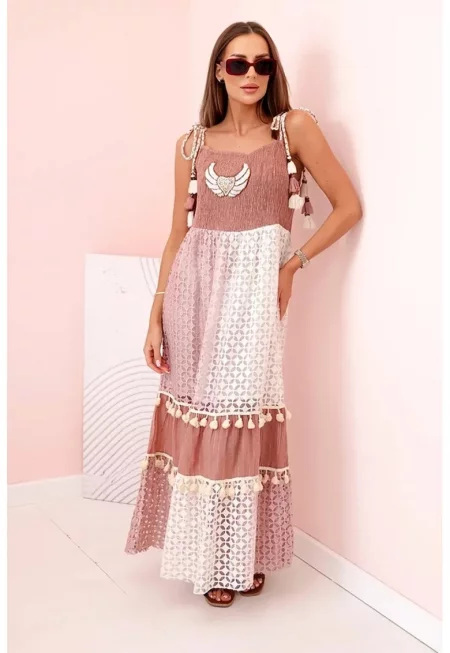 Дълга рокля с пискюли - Един размер