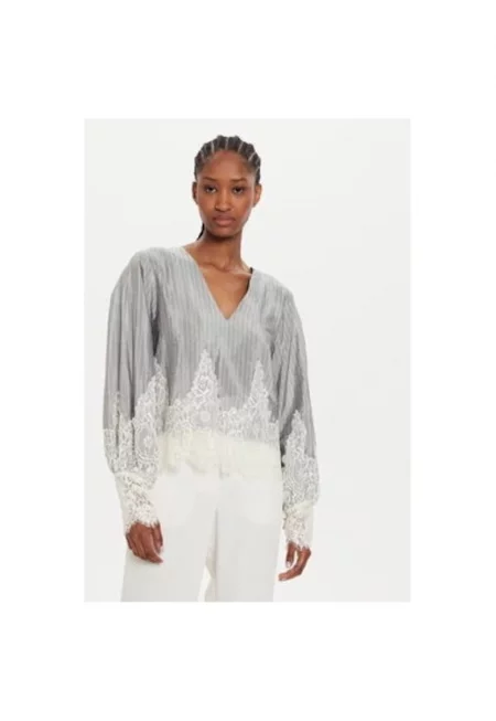 Дамска блуза -  303941291 - Вискоза/Найлон - Сива - Сив