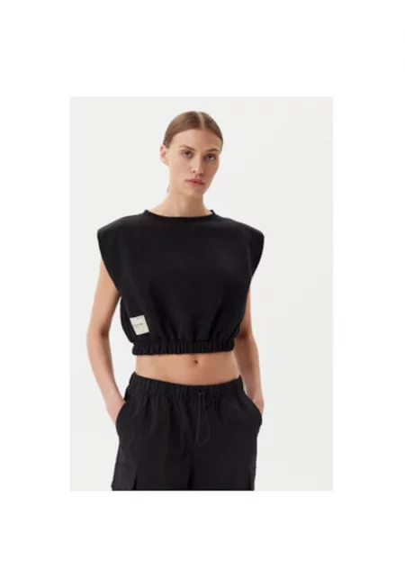 Дамски топ  156031 - памук/полиестер - черен - Черен