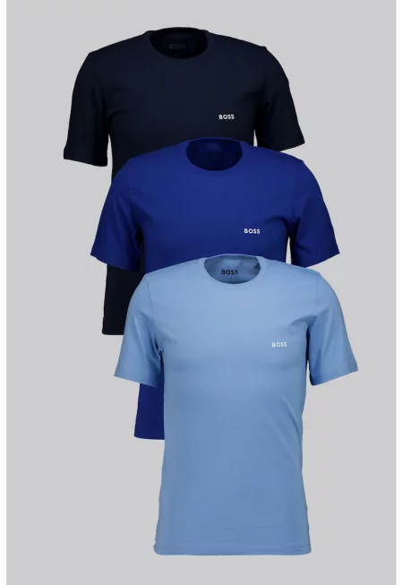 Домашна тениска с овално деколте - 3 броя - Син