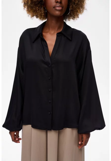 Едноцветна риза с ръкави тип камбана Биби