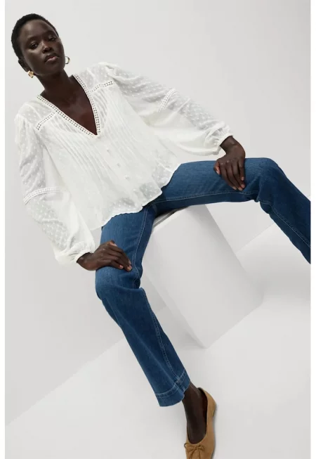 Ефирна блуза бухнали ръкави