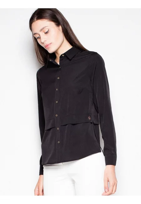 Елегантна риза  черна - с яка - изработена от вискоза