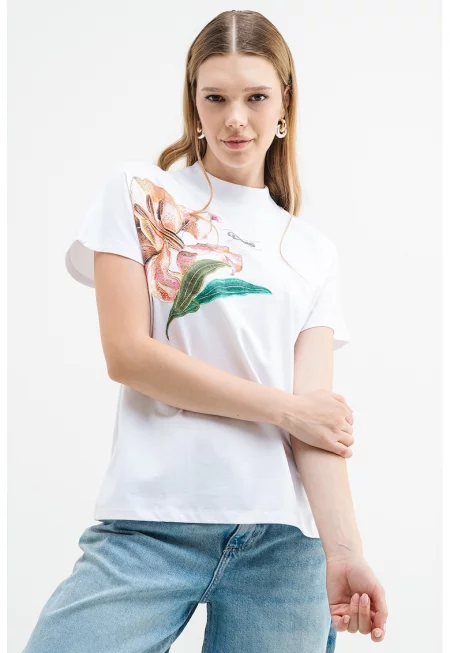 Флорална памучна тениска