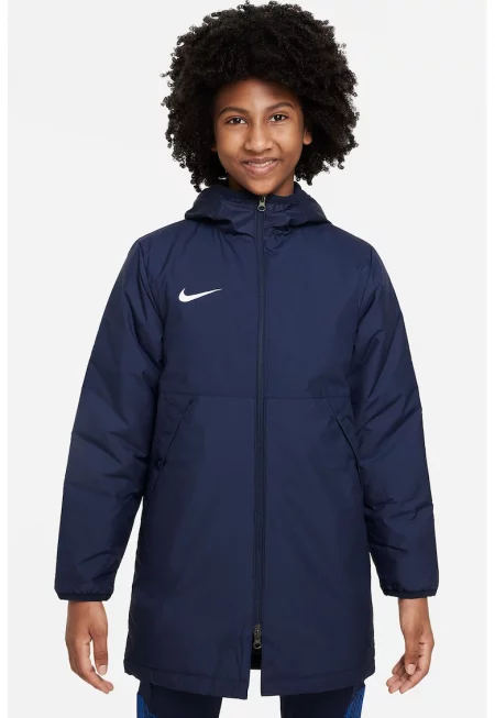 Футболно яке с качулка и лого - Тъмносин