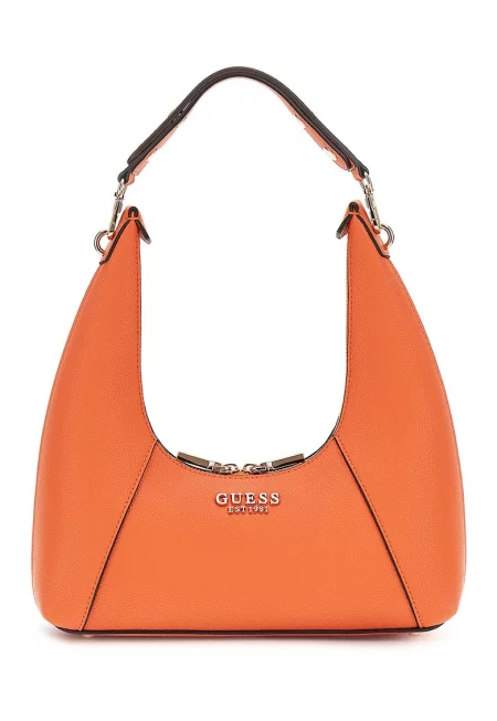 Хобо чанта от еко кожа с лого - Мандарина