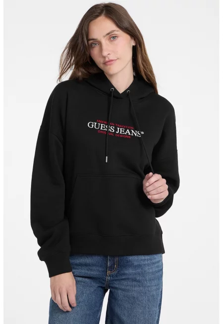 Худи с джоб кенгуру - Черен -