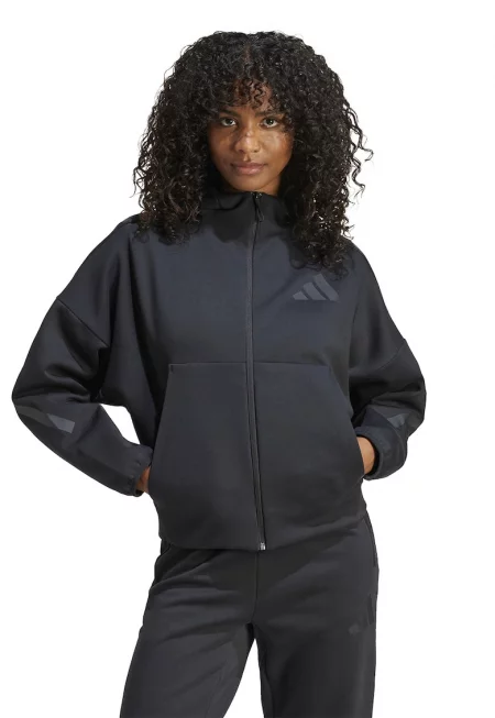 Худи Z.N.E. с паднали ръкави и скосени джобове - Черен