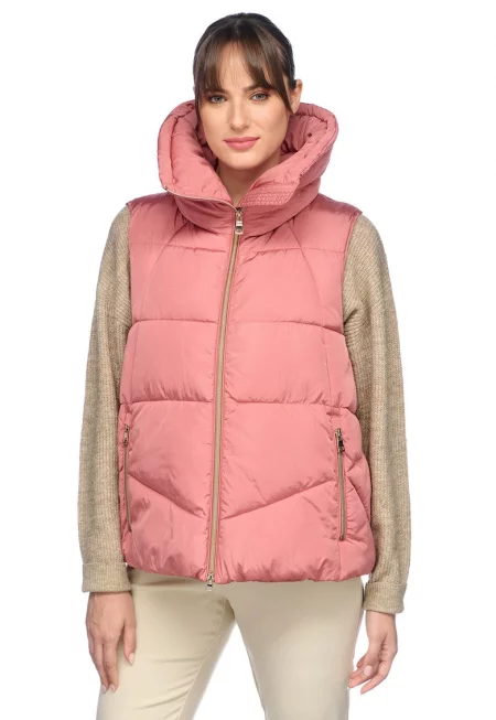 Капитониран елек Damiana с висока яка - Розово