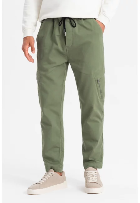 Карго панталон с връзка - Папратово зелено