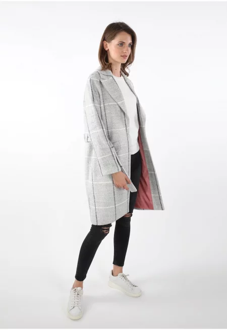 Карирано палто с връзка