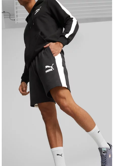 Къс панталон T7 Iconic с джобове - Бял/Черен