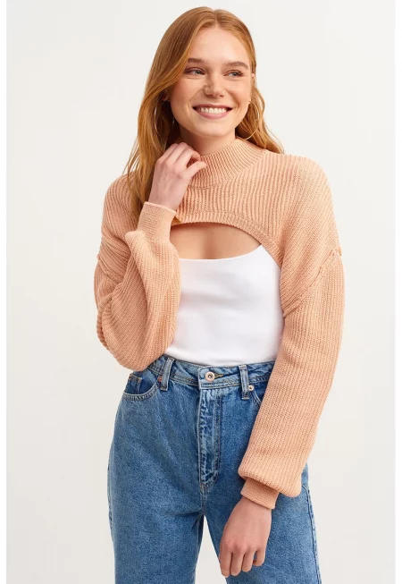 Къс пуловер Parcutroll с овално деколте