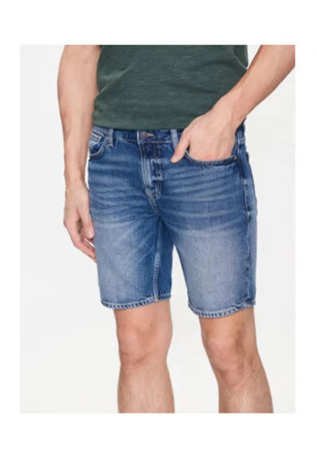 Къси дънки slim fit от смес от лиосел -