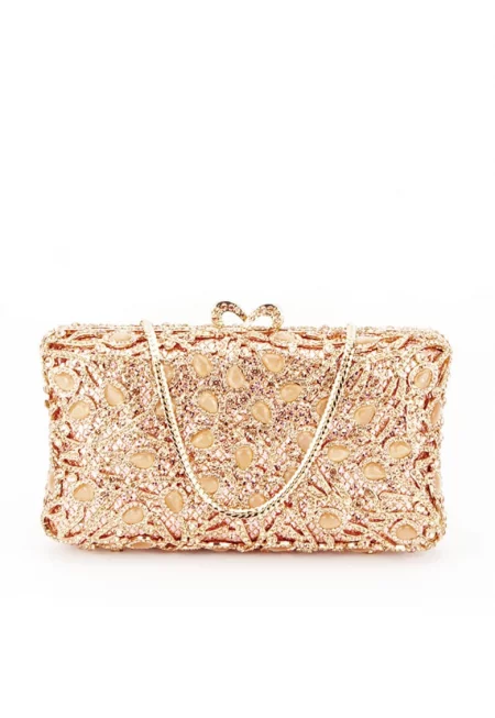 Луксозна клъч чанта в цвят шампанско D7-5 06 12622