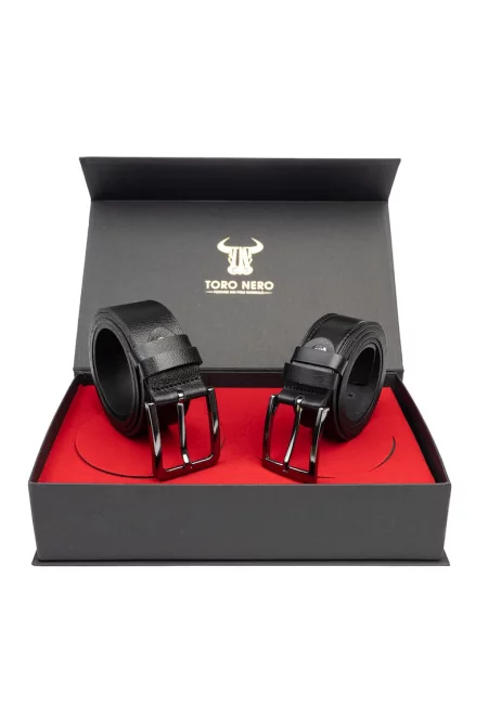 Мъжки комплект естествена кожа ежедневен+елегантен колан класика-нощен