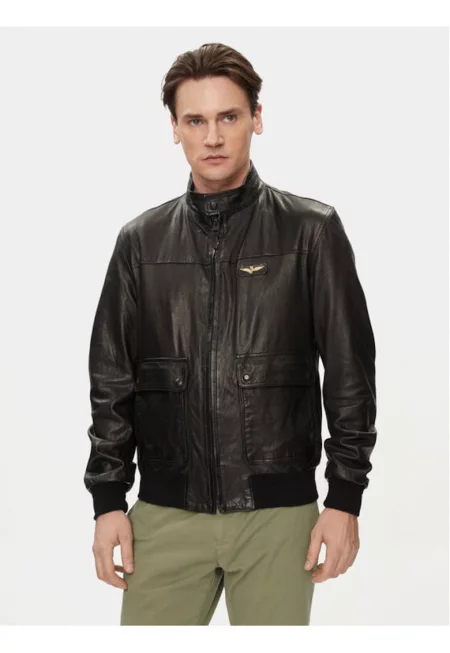 Мъжко яке -  303721626 - Естествена кожа - Черно - Черен