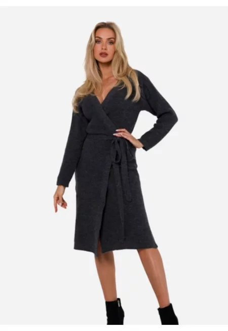 Миди пуловер рокля - акрил - тъмно сиво -