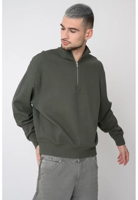 Памучен суитшърт с лого - Зелен