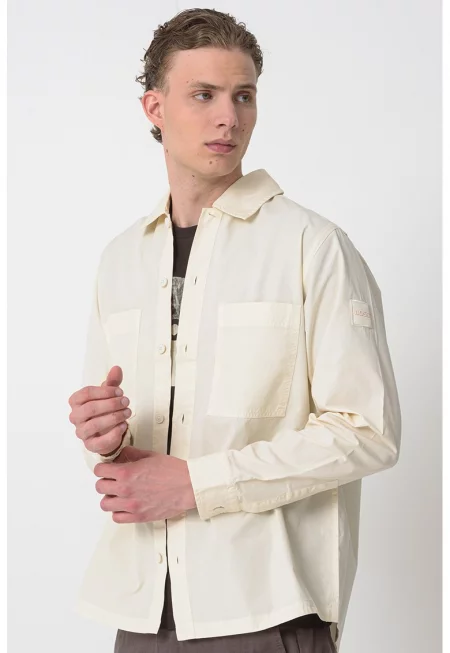 Памучна риза с джоб - Бледожълт